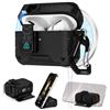 Generico Custodia Air Pods 4 Cover Protettiva Antiurto Rigida in PC + TPU, Chiusura di Sicurezza, Ricarica Wireless, LED Visibile, Moschettone Incluso, Protezione Completa da Urti e Graffi (nero)