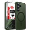 LeYi Cover Magnetica per Samsung Galaxy S26 FE con 2 Vetro Temperato, Verde | Custodia per Samsung S26FE Traslucida Opaca Anti-Impronte Resistente ai Graffi Paraurti in TPU Antiurto Protettiva Case