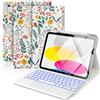 MoKo Custodia con Tastiera Multi-touch per iPad (A16) 11ª/10ªgen, Fiori | Retroilluminazione 7 colori, trackpad multitouch, porta pennino per iPad 11" 2025 e iPad 10,9" 2020