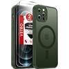 LeYi Cover Magnetica per iPhone 12 Pro MAX con Vetro Temperato, Custodia Compatibile con MagSafe Traslucida Opaca Anti-Impronte Resistente Antigraffi TPU Antiurto Protettiva iPhone 12ProMax Case，Verde