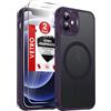 LeYi Cover Magnetica per iPhone 12 con 2 Pezzi Vetro Temperato(Viola) | Custodia per iPhone 12 Traslucida Opaca Anti-Impronte Resistente ai Graffi Paraurti in TPU Antiurto Protettiva Case