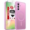 LeYi Cover Magnetica per Samsung A56 5G con 2 Pezzi Vetro Temperato(Rosa) | Custodia per Galaxy A 56 Traslucida Opaca Anti-Impronte Resistente ai Graffi Paraurti in TPU Antiurto Protettiva Case
