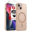 LeYi Cover Magnetica per iPhone 13 con 2 Pezzi Vetro Temperato(Marrone) | Custodia per iPhone 13 Traslucida Opaca Anti-Impronte Resistente ai Graffi Paraurti in TPU Antiurto Protettiva Case 6,1''