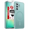 LeYi Cover per Samsung Galaxy A27 5G con Vetro Temperato(Blu Teal) | Custodia Magnetica per A 27 Traslucida Opaca Anti-Impronte Resistente ai Graffi Paraurti in TPU Antiurto Protettiva Case