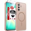 LeYi Cover Magnetica per Samsung Galaxy A26 5G con Vetro Temperato(Marrone) | Custodia per A 26 Traslucida Opaca Anti-Impronte Resistente ai Graffi Paraurti in TPU Antiurto Protettiva Case