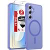 LeYi Cover Magnetica per Samsung Galaxy S25 FE con Vetro Temperato(Azzurro) | Custodia per S25Fe Traslucida Opaca Anti-Impronte Resistente ai Graffi Paraurti in TPU Antiurto Protettiva Case