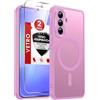LeYi Cover Magnetica per Samsung A36 5G con 2 Pezzi Vetro Temperato(Rosa) | Custodia per Galaxy A 36 Traslucida Opaca Anti-Impronte Resistente ai Graffi Paraurti in TPU Antiurto Protettiva Case