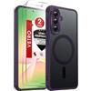 LeYi Cover Magnetica per Samsung Galaxy A56 5G con Vetro Temperato(Viola) | Custodia per A 56 Traslucida Opaca Anti-Impronte Resistente ai Graffi Paraurti in TPU Antiurto Protettiva Case