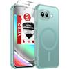 LeYi Cover Magnetica per Google Pixel 9A con Vetro Temperato(Verde chiaro) | Custodia per Pixel 9a Traslucida Opaca Anti-Impronte Resistente ai Graffi Paraurti in TPU Antiurto Protettiva Case