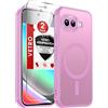 LeYi Cover Magnetica per Google Pixel 9A con 2 Pezzi Vetro Temperato(Rosa) | Custodia per Pixel 9a Traslucida Opaca Anti-Impronte Resistente ai Graffi Paraurti in TPU Antiurto Protettiva Case