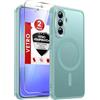 LeYi Cover per Samsung Galaxy A36 5G con Vetro Temperato(Verde chiaro) | Custodia Magnetica per A 36 Traslucida Opaca Anti-Impronte Resistente ai Graffi Paraurti in TPU Antiurto Protettiva Case
