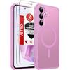 LeYi Cover Magnetica per Samsung A35 5G con 2 Pezzi Vetro Temperato(Rosa) | Custodia per Galaxy A 35 Traslucida Opaca Anti-Impronte Resistente ai Graffi Paraurti in TPU Antiurto Protettiva Case