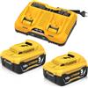 TOPBATT 2 pezzi 5000mAh di ricambio per Dewalt batteria 18V+ 1 pezzo ricambio per Dewalt 14,4V-20V doppio caricatore DCB102