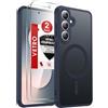 LeYi Cover Magnetica per Samsung S25 FE con 2 Pezzi Vetro Temperato(Blu) | Custodia per Galaxy S25Fe Traslucida Opaca Anti-Impronte Resistente ai Graffi Paraurti in TPU Antiurto Protettiva Case