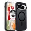 LeYi Cover Magnetica per Google Pixel 9/9 Pro con 2 Vetro Temperato(Nero) | Custodia per Pixel 9/ 9Pro Traslucida Opaca Anti-Impronte Resistente ai Graffi Paraurti in TPU Antiurto Protettiva Case