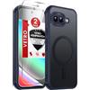 LeYi Cover Magnetica per Google Pixel 9A con 2 Pezzi Vetro Temperato(Blu) | Custodia per Pixel 9a Traslucida Opaca Anti-Impronte Resistente ai Graffi Paraurti in TPU Antiurto Protettiva Case