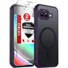 LeYi Cover Magnetica per Google Pixel 9A con 2 Pezzi Vetro Temperato(Viola) | Custodia per Pixel 9a Traslucida Opaca Anti-Impronte Resistente ai Graffi Paraurti in TPU Antiurto Protettiva Case
