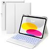 MoKo Custodia con Tastiera Multi-touch per iPad (A16) 11ª/10ªgen, Bianco | Retroilluminazione 7 colori, trackpad multitouch, porta pennino per iPad 11" 2025 e iPad 10,9" 2020