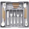 Lifewit Porta Posate Cucina Cassetto, Organizer Posate da Espandibile, Portaposate Salvaspazio, Divisori in Plastica per Utensili, Forchette, Profondità 42 cm, Largezza 33-56cm, Grigio