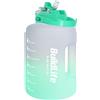 BuildLife Borraccia sportiva, 2,5 l, a prova di perdite, con indicatore del tempo, con coperchio 2 in 1, senza BPA, per palestra (viola, verde, 2500 ML)
