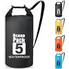 Invool Borsa impermeabile da 5 l/10 l/20 l/30 l, con tracolla regolabile per escursionismo, nuoto, rafting, surf, ciclismo, campeggio, pesca, Nero , 5 L, Organizer per borse