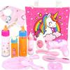BNUZEIYI Accessori per bambole Set di Alimentazione e Cura con borsa per bambini | Pannolini per bambole, biberon, Adatta10-24 Pollici/30-43cm Bambola, set gioco 15pcs, regalo di compleanno Natale per bambine