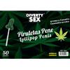 DIABLO GOLOSO - 50 LECCA-LECCA A FORMA DI PENE AROMA DI CANNABIS