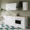 Dmora Cucina completa Verbano, Composizione cucina moderna, Set cucina componibile, Soluzione cucina funzionale, Bianco e Rovere