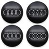 Audi 4x Originale Audi Coprimozzo Coperchio per Cerchione Nero Anelli Cromati
