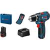 Bosch Professional 12V System Trapano-avvitatore a batteria GSR 12V-15 (incl. 2 batterie da 2,0 Ah, caricabatteria GAL 12V-20, accessori, in valigetta)