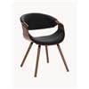 Tomasucci Sedia con braccioli in similpelle effetto legno Visby 2 - Nero, Legno scuro