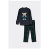 Intimissimi Pigiama Lungo Bambino In 100% Cotone Con Ricamo Orsetto Gentleman Blu