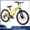 Vankel Bicicletta da montagna per adolescenti da 24 pollici per ragazzi e ragazze, Ingranaggi a 6 velocità, Freni a disco Bici Sedile regolabile Bicicletta MTB gialla