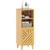 HOMCOM Mobile bagno HOMCOM, mobiletto contenitore con 1 armadietto, 2 scomparti aperti, anta e piedini in bambù, 32x30x90 cm, effetto naturale