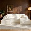 Mihtrov (Espaurito in bianco e nero) Divano modulare a U cm, funzione letto convertibile. Struttura senza cornice, chaise longue sinistra con pouf, seduta profonda, comfort ottimale.