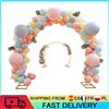 NONE Arco in metallo rotondo per palloncini, struttura fai da te per matrimoni, arco in metallo per fiori con base per feste di compleanno, baby shower, decorazioni da giardino