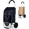NONE Carrello della spesa in alluminio a 2 ruote, scomparto impermeabile, caddy pieghevole 2 in 1, borsa nera da 58 litri