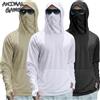 ANIMAL GAME T-shirt UPF50+ Performance Estiva da Uomo a Maniche Lunghe con Cappuccio, Asciugatura Rapida, Protezione Solare, per Pesca e Corsa, in Seta Ghiacciata