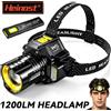 Heinast 1 Pezzo Potente Lampada Frontale LED con Sensore di Movimento, Torcia Frontale Ricaricabile 18650 COB ad Alta Potenza, Lampada da Testa per Pesca