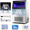 NONE Macchina per il ghiaccio da tavolo da 60 kg/24H, commerciale, a libera installazione, con armadio in acciaio inossidabile, portatile, automatica, per uso in catering e bar