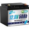 HRBEEnergy Batteria LiFePO4 HRBEEnergy 12V 50AH con BMS 50A, oltre 4000 cicli, per energia domestica, camper, motore da traina, applicazioni marine, solare, batteria off-grid