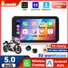 Srnubi 5'' Navigatore GPS Portatile Antiriflesso per Moto con Carplay e Android Auto, Display Digitale HD Impermeabile IP67, Doppio Bluetooth, Sistema TPMS, Accessori Moto, Supporto Interfono Casco