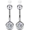 AceFun 2 pezzi Piercing ombelico acciaio chirurgico 6mm 8mm 10mm 12mm 14mm 16mm Oro Argento con 2 guaine antiscivolo silicone per donne trasparente rosa blu CZ Piercing per Barbell