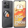 NexiPosket Smartphone Android 4G 12GB+256GB/2TB, Dual SIM, 6,56 90Hz, Nero | 5000mAh, Fotocamera 13MP+8MP, Face ID, OTG/GPS, Smartphone Economico, Garanzia 3 Anni