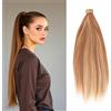JJstar Coda Capelli Extension 70 cm Liscia, Clip e Fascia Avvolgente, 130 g | Coda liscia sintetica da 70 cm e 130 g, con clip e fascia avvolgente per aggiungere più lunghezza e volume in pochi passaggi.