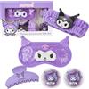 Hello Kitty Sanrio Kuromi Maschera Occhi Gel Freddo Set Beauty Accessori, Kawaii Fermagli Capelli Fascia Capelli, Anime Regalo Donna Adolescenti (Viola Kuromi)