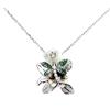 Egemdiamond Collana In Argento Sterling 925 Tonda Con Gemma Simulata Cz E Smalto Fiore 17in
