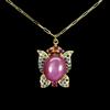 Egemdiamond Collana In Argento Sterling 925 Con Rubino Ovale 14x12mm E Gemma Di Zaffiro 17in