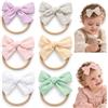 OULYMORE Set Fasce per Capelli Neonata e Bambina con Fiocco in Cotone, Morbide ed Elastiche, Accessori Capelli 0-3 Anni per Uso Quotidiano, Festa e Foto (MIX DI COLORI -Set da 6）