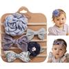 OULYMORE 5 PCS Baby Headbands for Girls, Soft Nylon Stretchy Baby Hair Bows, Newborn Infant Toddler Headband Set, Boutique Floral Hair Accessories, Baby Styling And Photography (Lilac Bloom)